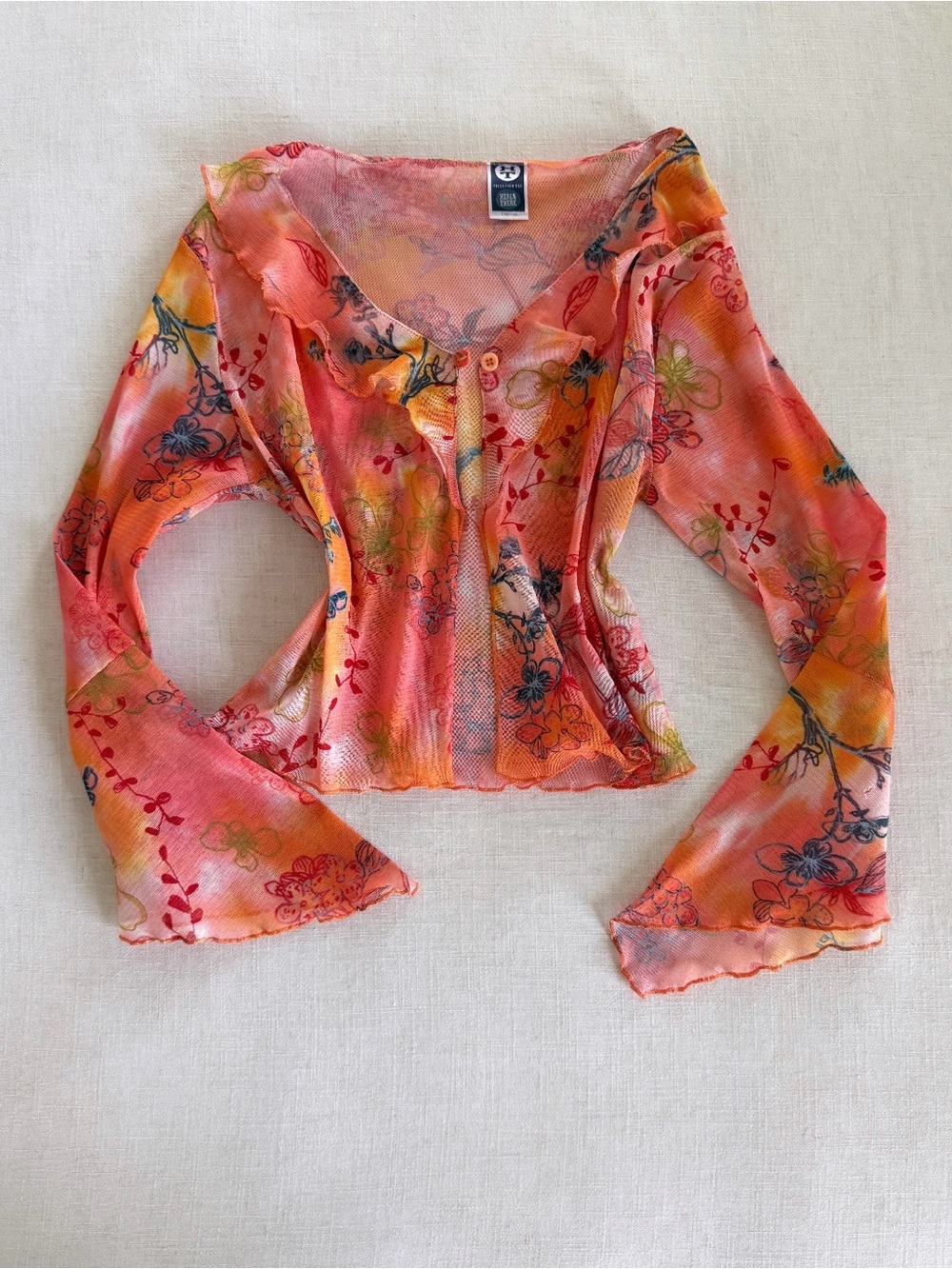 Vintage Y2K Sheer Floral Mesh Bolero Bell
Sleeve Fairy Grunge Shrug - Picture 5 of 6